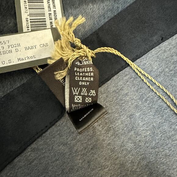 LORO PIANA Madison Baby Cashmere Leather Shawl Wrap Raphite‎ Blue NEW $4,800 - Picture 12 of 12